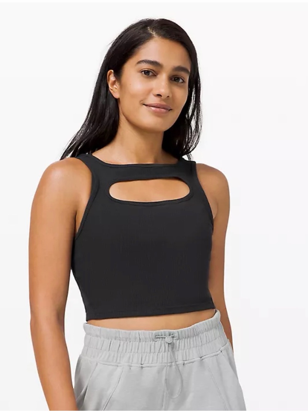 Lululemon LA Front Cut Out Crop size 8 black